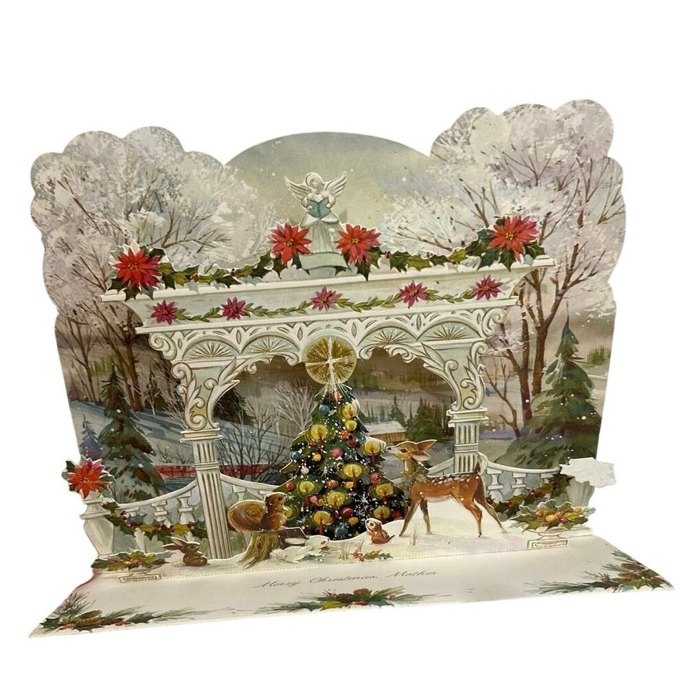 1960’s Bx/6 3D pop up American Greetings Christmas Card, Merry Christmas Mother